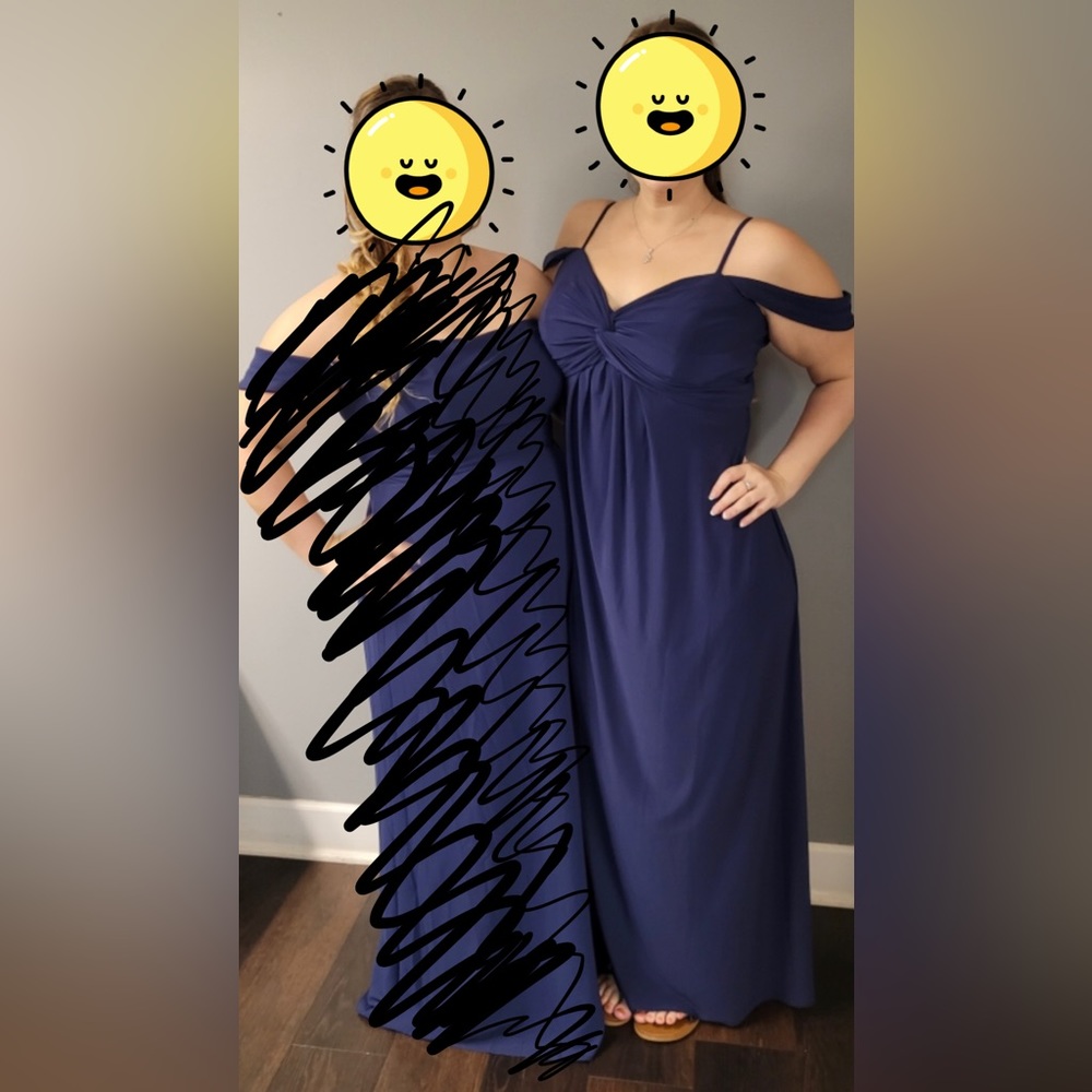 Marine David’s bridal jersey off shoulder bridesmaid dress